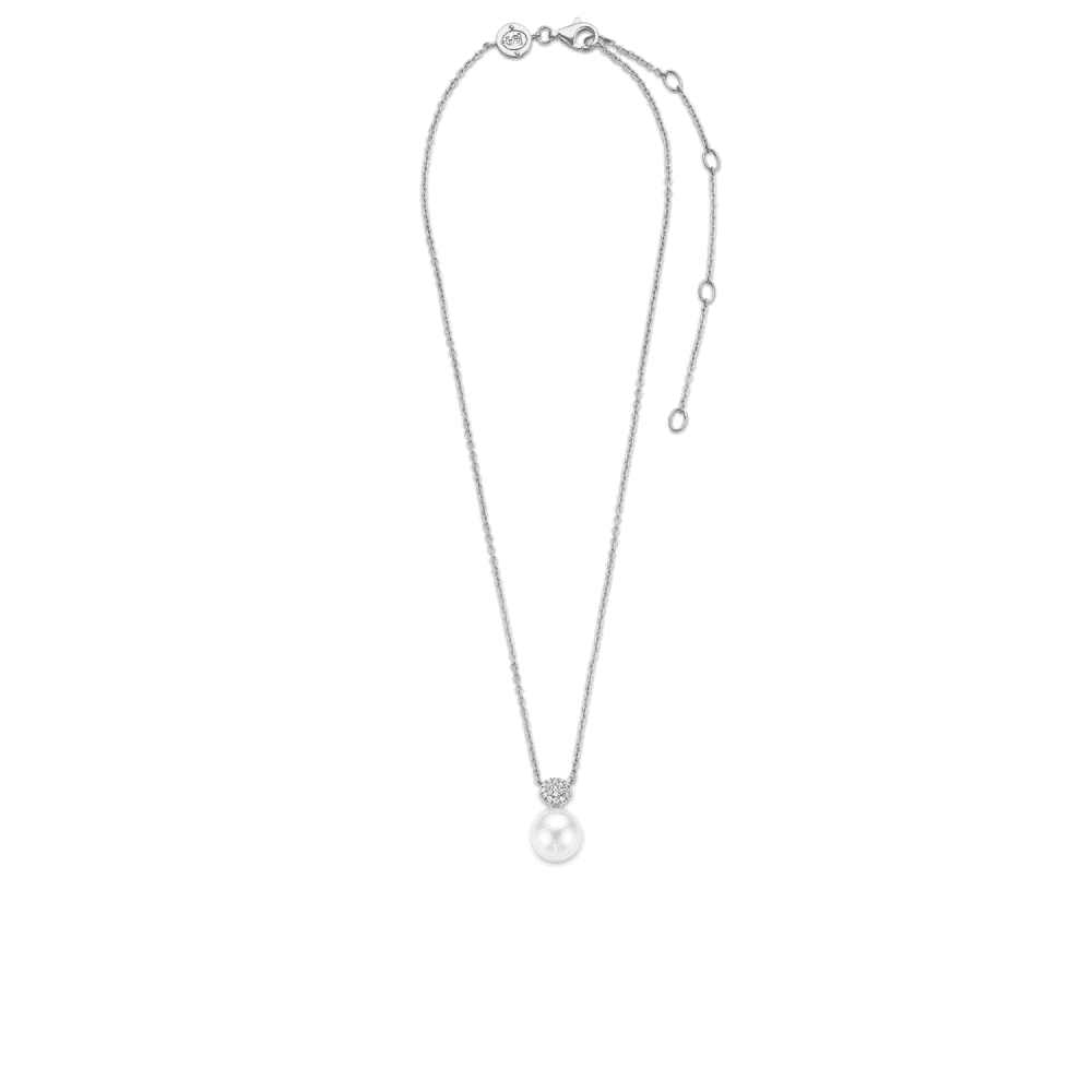MILANO STERLING SILVER FRESHWATER PEARL & PAVE CUBIC ZIRCONIA PENDANT