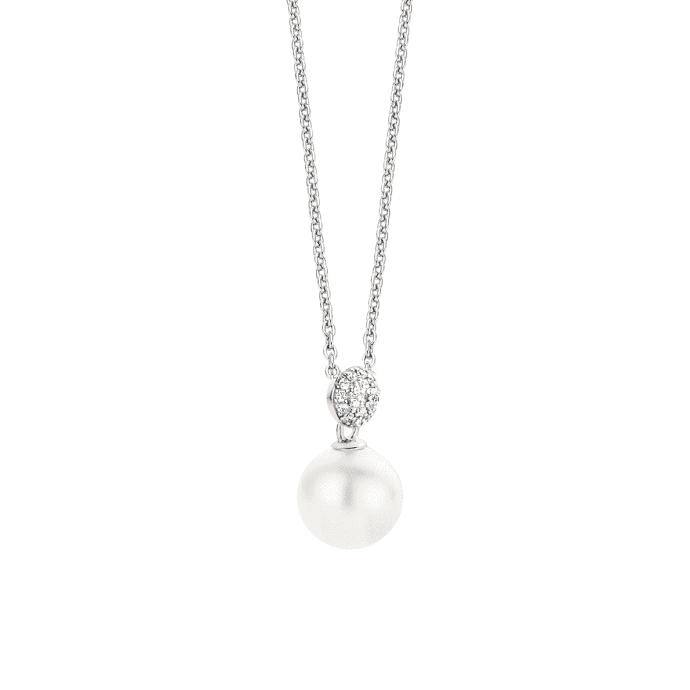 MILANO STERLING SILVER FRESHWATER PEARL & PAVE CUBIC ZIRCONIA PENDANT