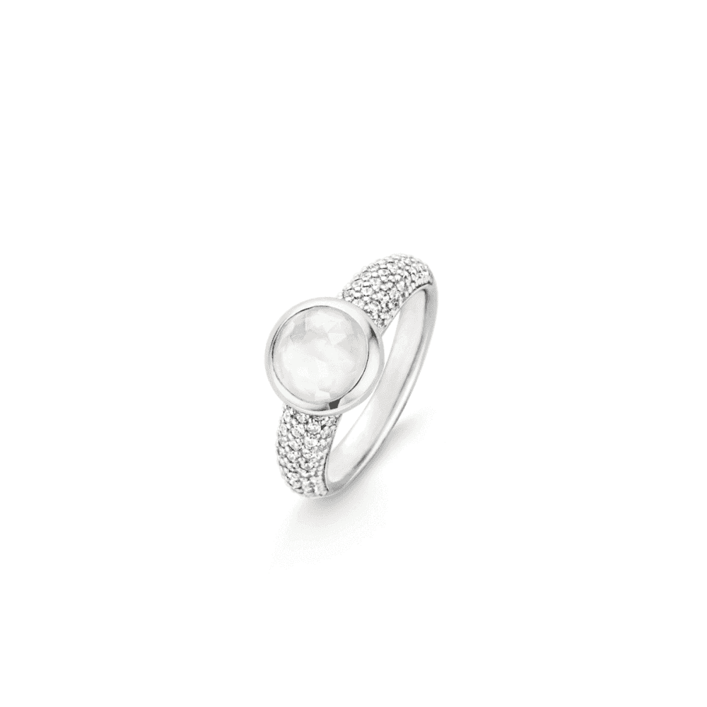 MILANO STERLING SILVER MOTHER OF PEARL & PAVE CUBIC ZIRCONIA RING