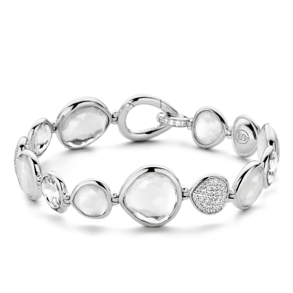 MILANO STERLING SILVER MOTHER OF PEARL & ZIRCONIA LINKED BRACELET
