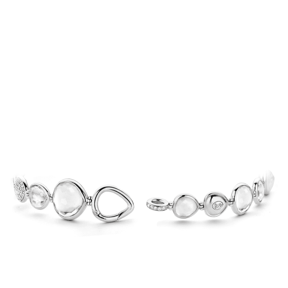 MILANO STERLING SILVER MOTHER OF PEARL & ZIRCONIA LINKED BRACELET