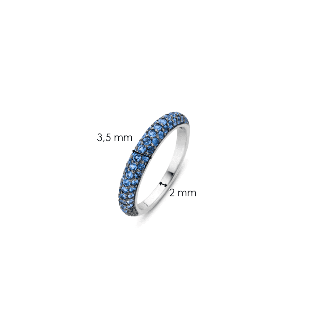MILANO STERLING SILVER PAVE BLUE ZIRCONIA ROUNDED RING