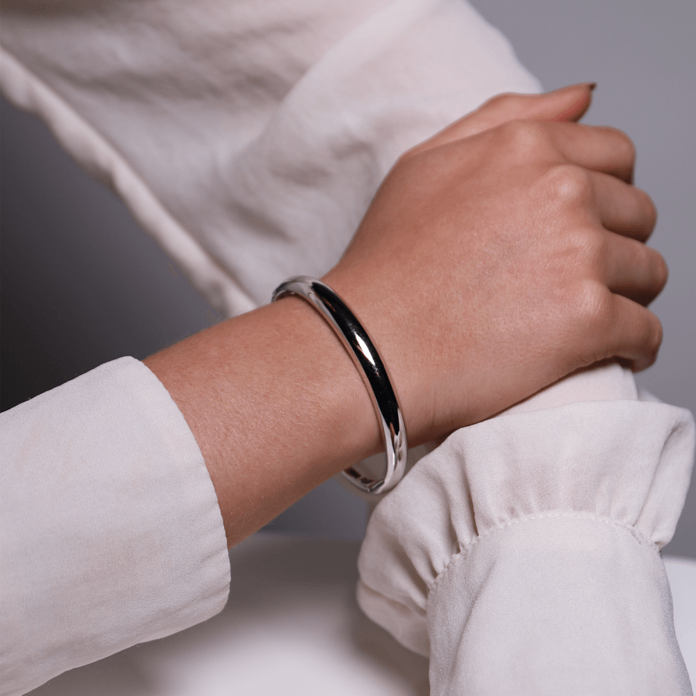 MILANO STERLING SILVER PLAIN BANGLE WITH SHINY FINISH
