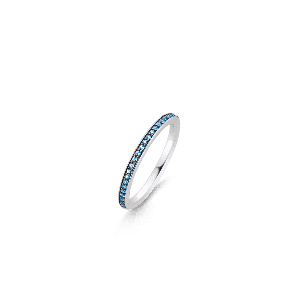 MILANO STERLING SILVER RING WITH CHANNEL SET BLUE STONES