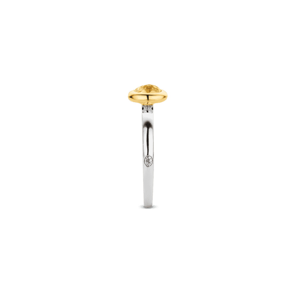 MILANO STERLING SILVER RING WITH YELLOW CITRINE COLOURED STONE IN YELLOW GOLD