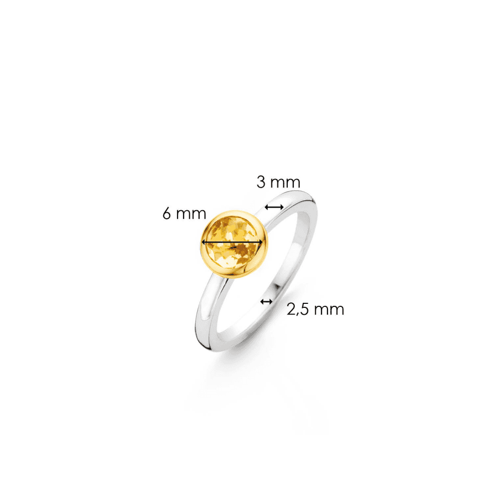 MILANO STERLING SILVER RING WITH YELLOW CITRINE COLOURED STONE IN YELLOW GOLD