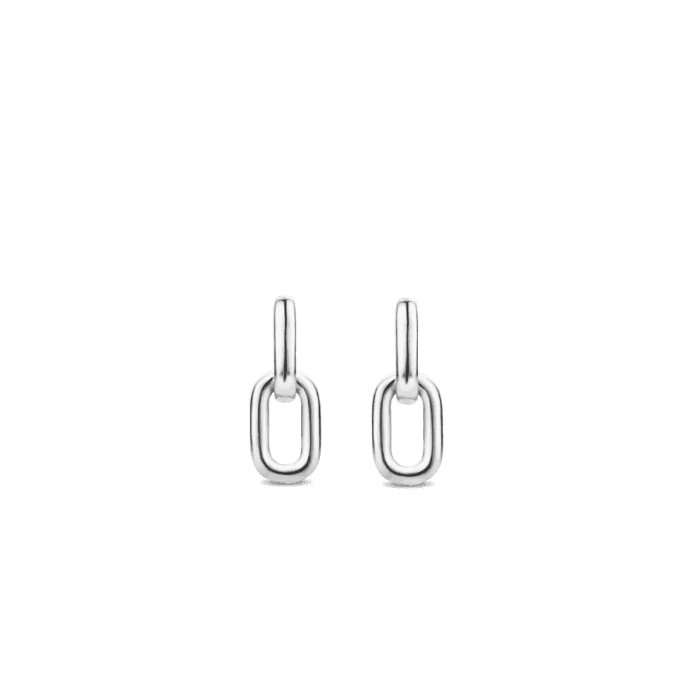 MILANO STERLING SILVER SIMPLE RECTANGULAR DROP EARRINGS