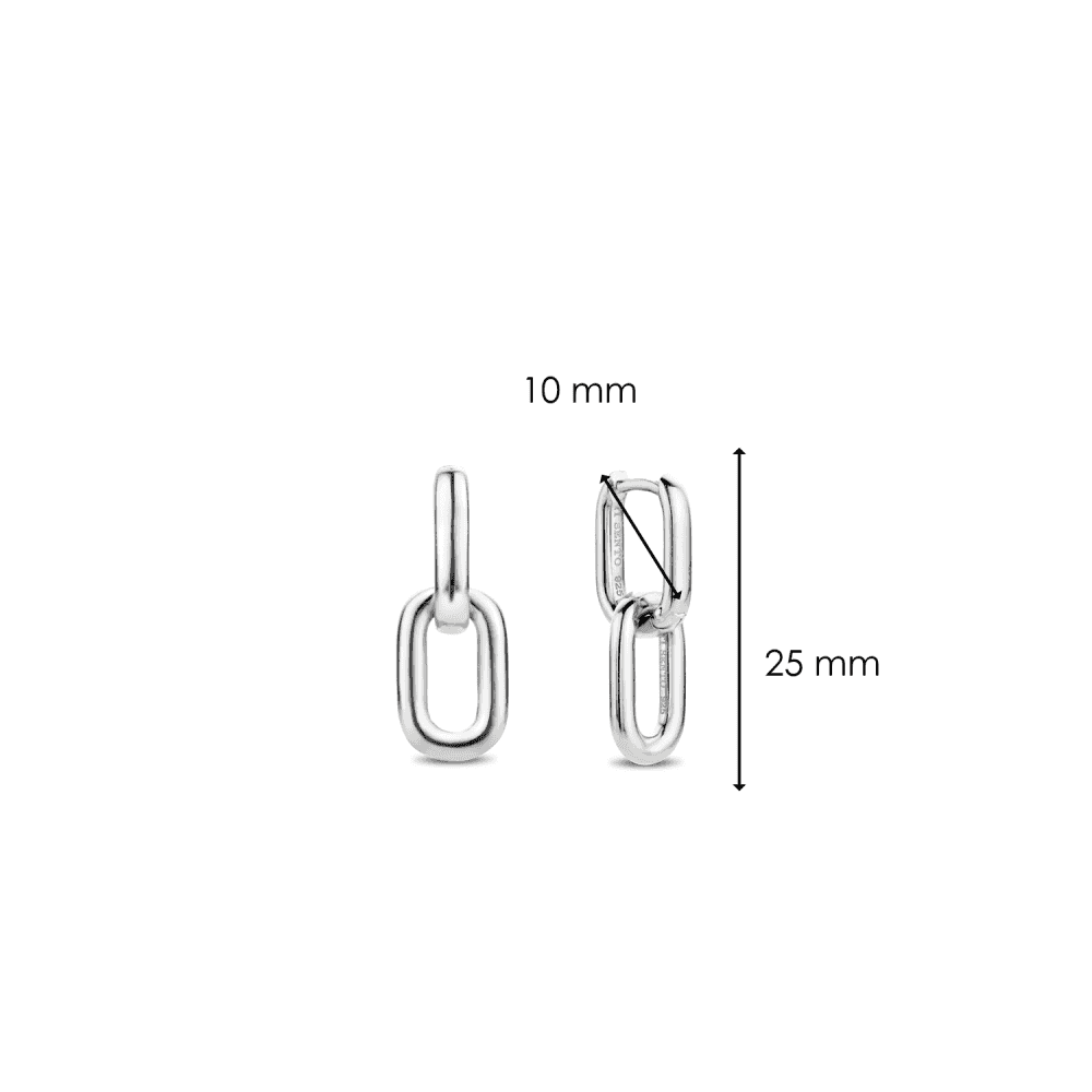 MILANO STERLING SILVER SIMPLE RECTANGULAR DROP EARRINGS