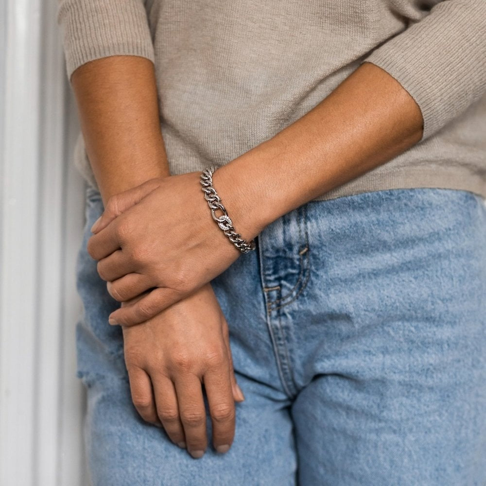 MILANO STERLING SILVER SOLID CURB BRACELET