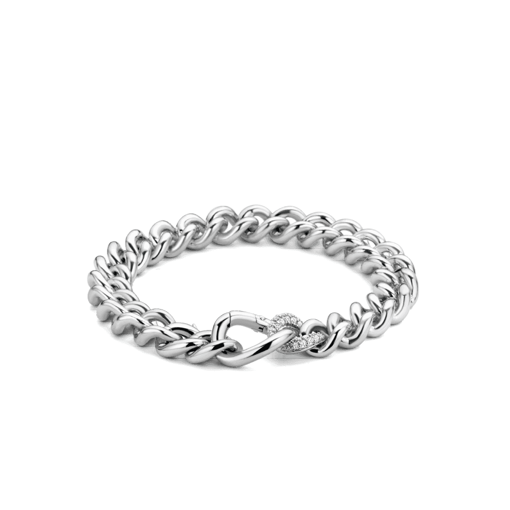 MILANO STERLING SILVER SOLID CURB BRACELET