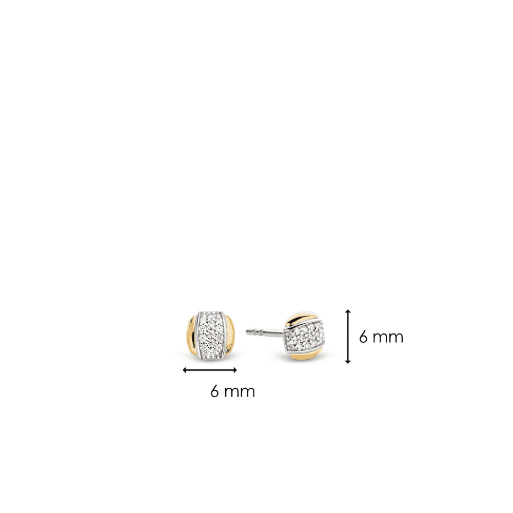 MILANO STERLING SILVER STUD EARRINGS WITH ZIRCONIA & GOLD