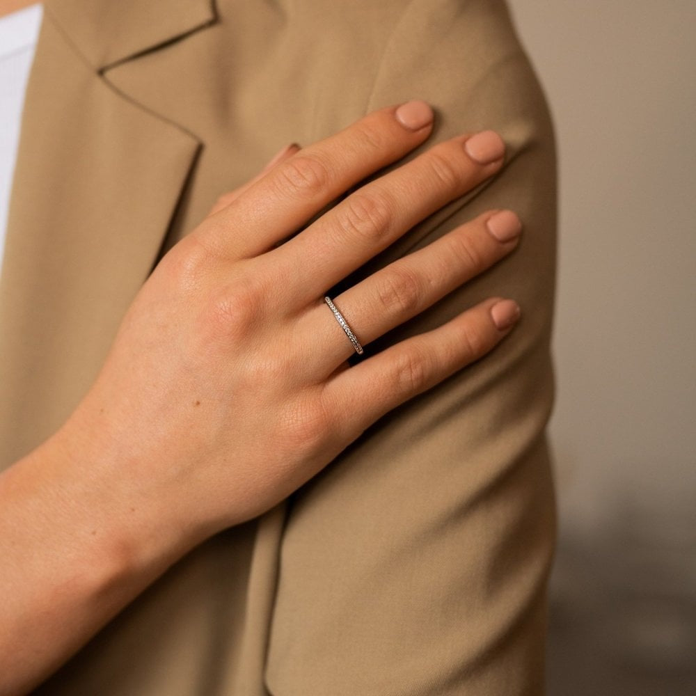 MILANO STERLING SILVER ZIRCONIA BAND