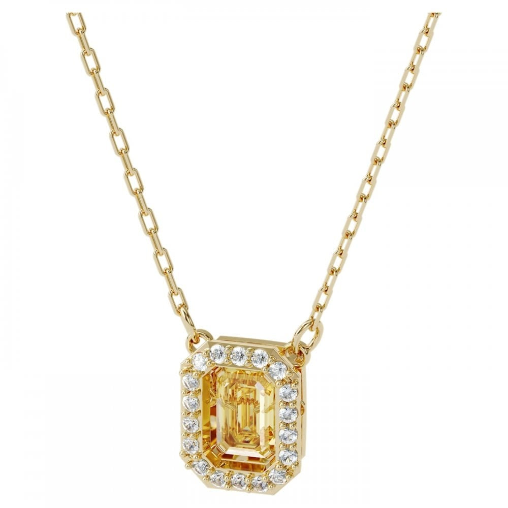 MILLENIA GOLD OCTOGANAL SHAPED PENDANT WITH YELLOW SWAROVSKI CRYSTAL