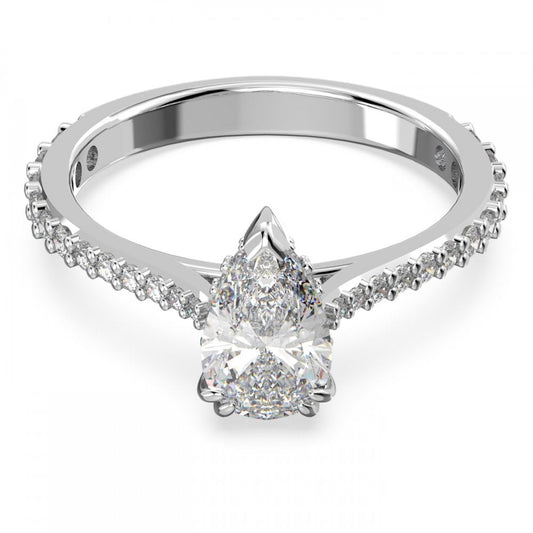 MILLENIA PEAR CUT PAVÉ COCKTAIL RING WITH RHODIUM FINISH