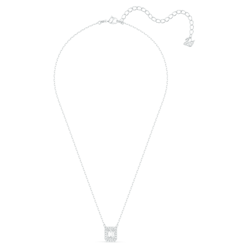 MILLENIA RHODIUM FINISHED OCTOGANOL SHAPED CLEAR CRYSTAL PENDANT