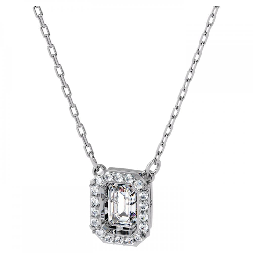 MILLENIA RHODIUM FINISHED OCTOGANOL SHAPED CLEAR CRYSTAL PENDANT