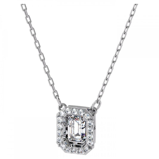 MILLENIA RHODIUM FINISHED OCTOGANOL SHAPED CLEAR CRYSTAL PENDANT