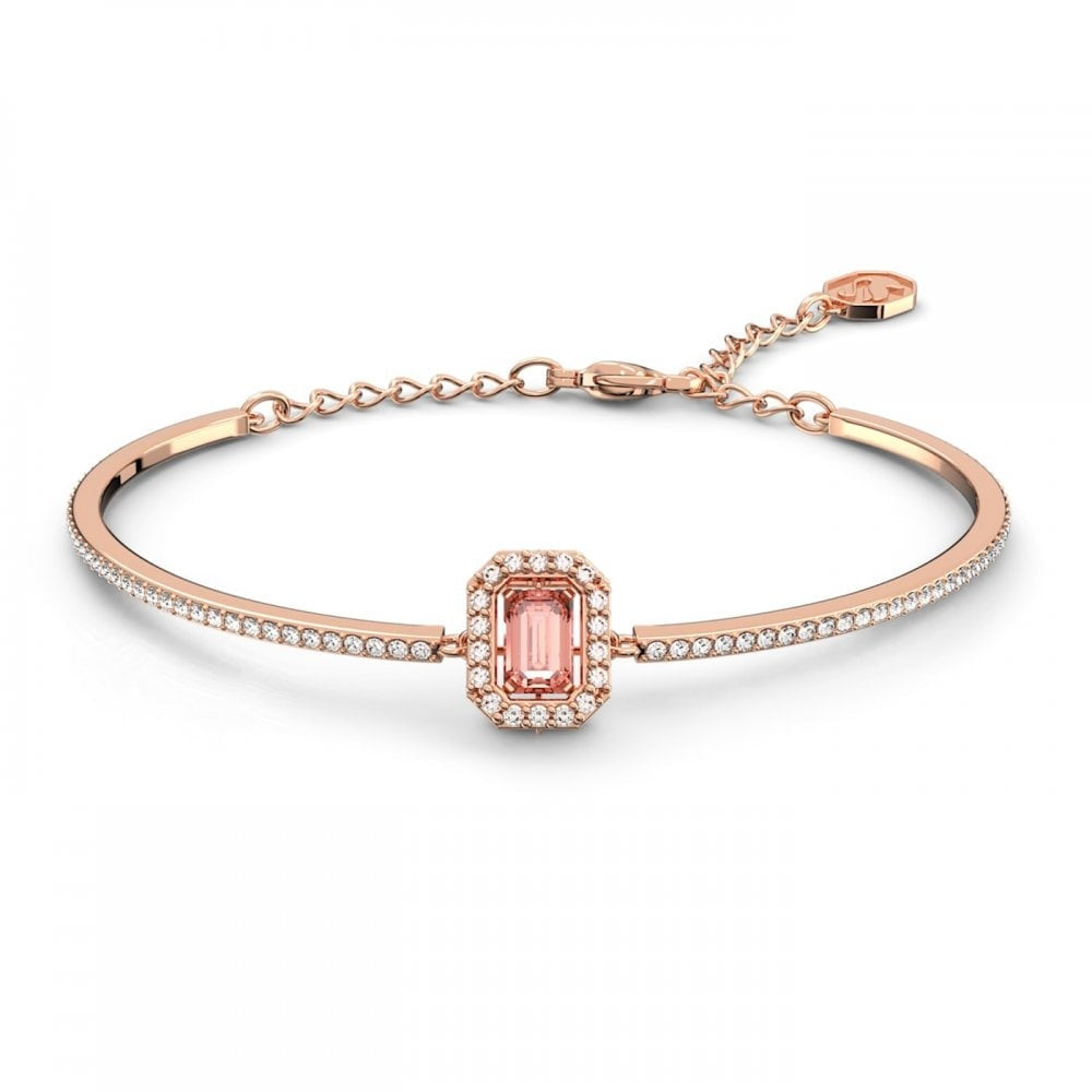 MILLENIA ROSE GOLD OCTAGONAL PINK CRYSTAL BANGLE