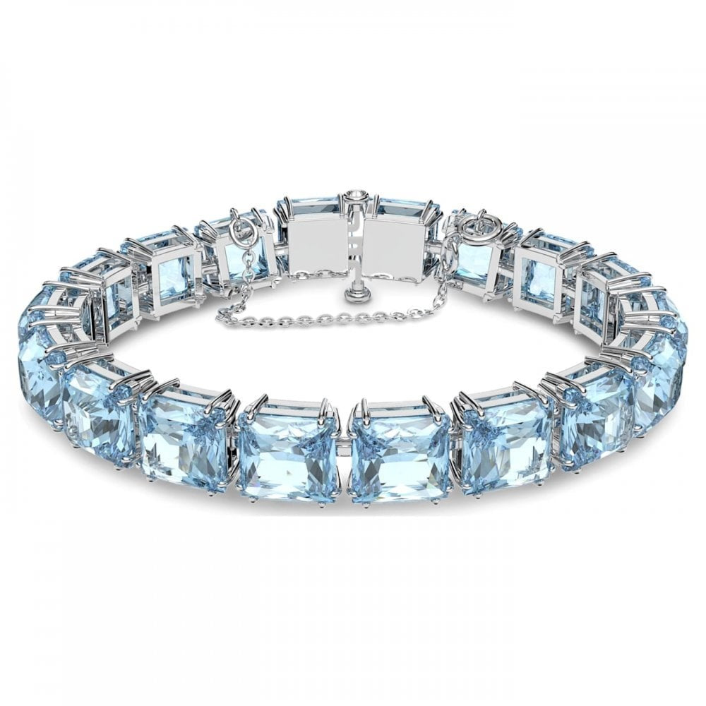 MILLENIA SQUARE CUT BLUE RHODIUM FINISHED BRACELECT