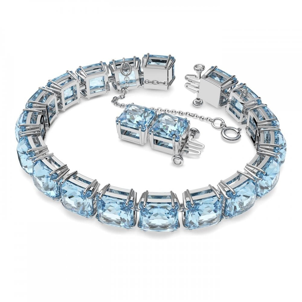 MILLENIA SQUARE CUT BLUE RHODIUM FINISHED BRACELECT