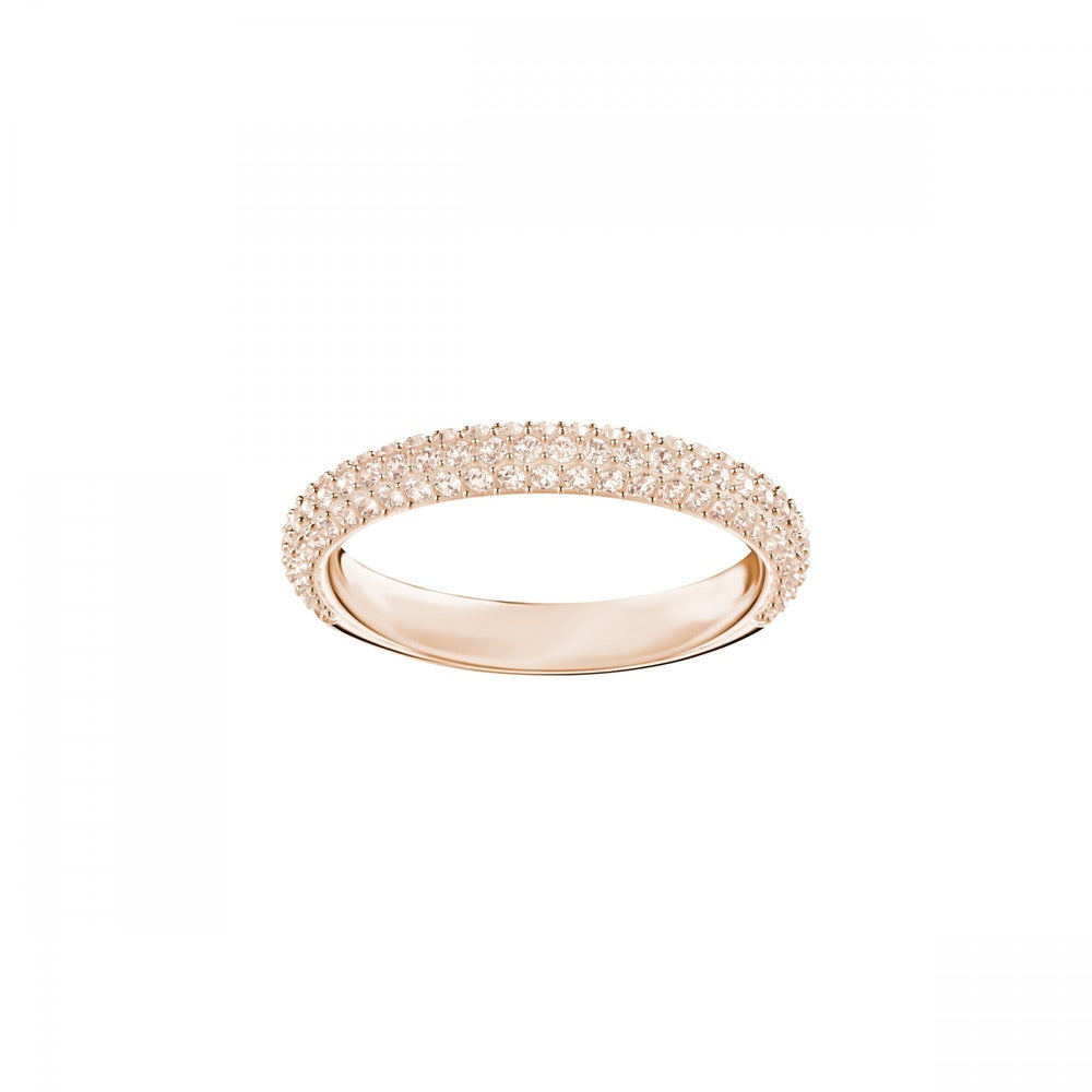MINI PAVE STONE SET ROSE GOLD BAND RING, PINK SWAROVSKI CRYSTALS