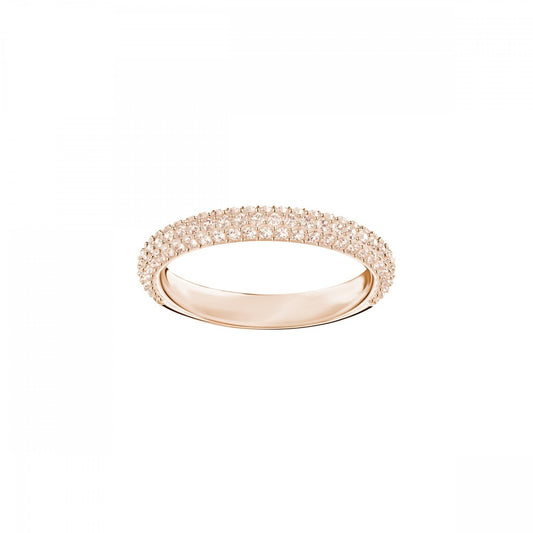 MINI PAVE STONE SET ROSE GOLD BAND RING, PINK SWAROVSKI CRYSTALS
