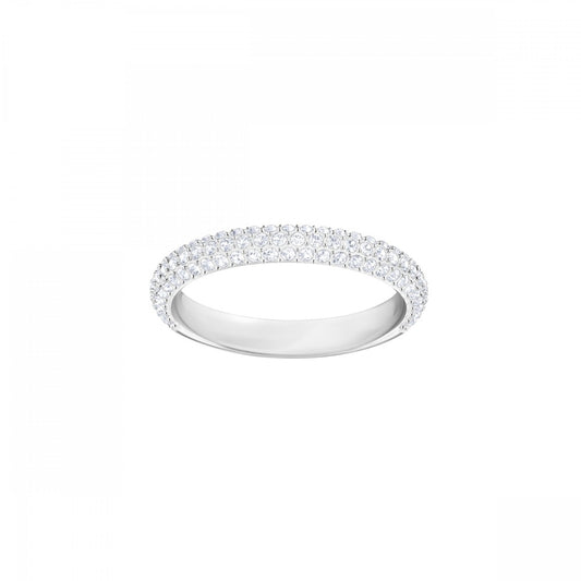 MINI PAVE STONE SET SWAROVSKI BAND RING, WHITE, RHODIUM PLATED