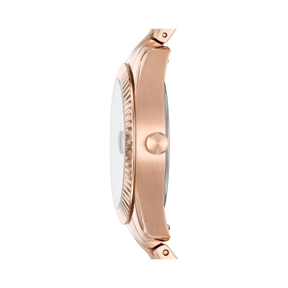 MINI SCARLETTE ROSE GOLD STAINLESS STEEL LADIES BRACELET WATCH WITH BLUE DIAL