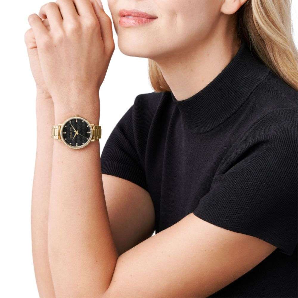 Michael Kors Pyper MK Dial Ladies Gold Stainless Steel Watch