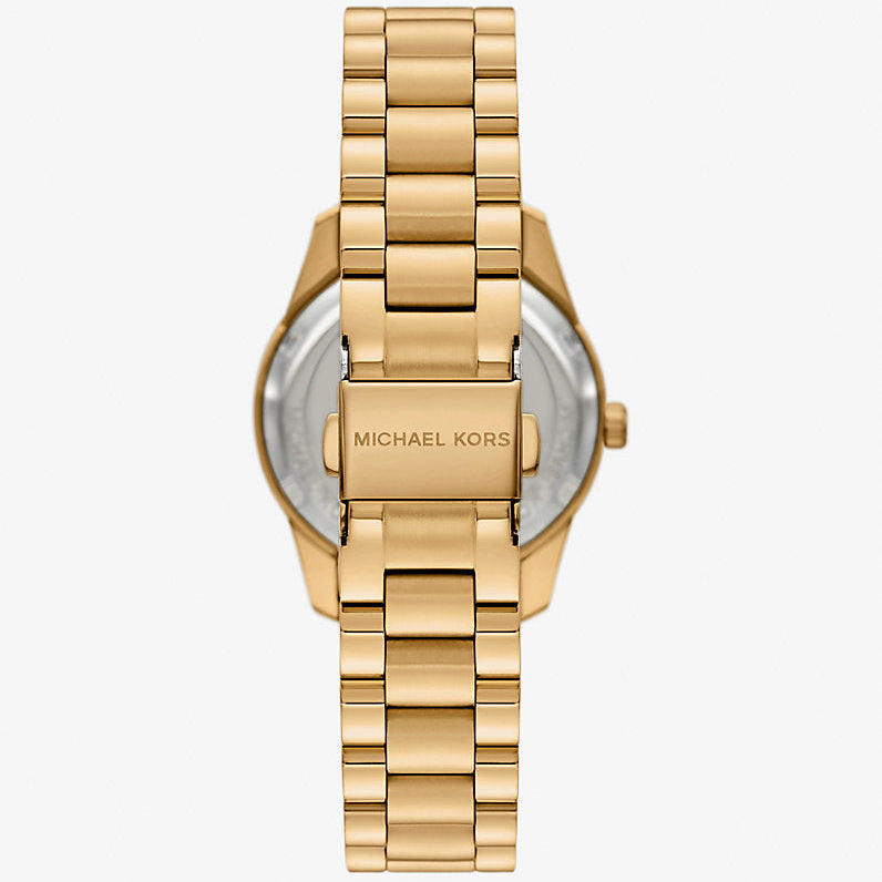 Michael Kors Mini Lexington Pave Green Dial Ladies Gold Stainless Steel Watch