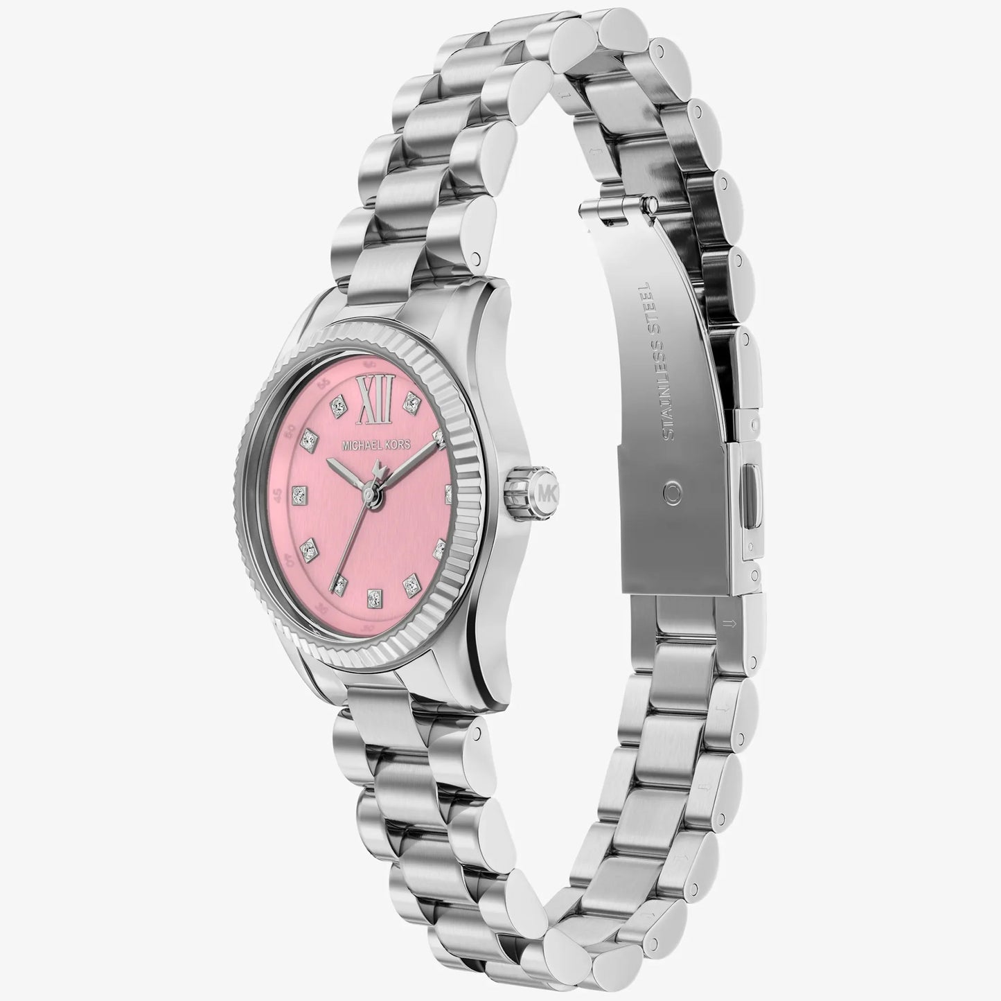 MK LEXINGTON PINK DIAL LADIES STAINLESS STEEL WATCH