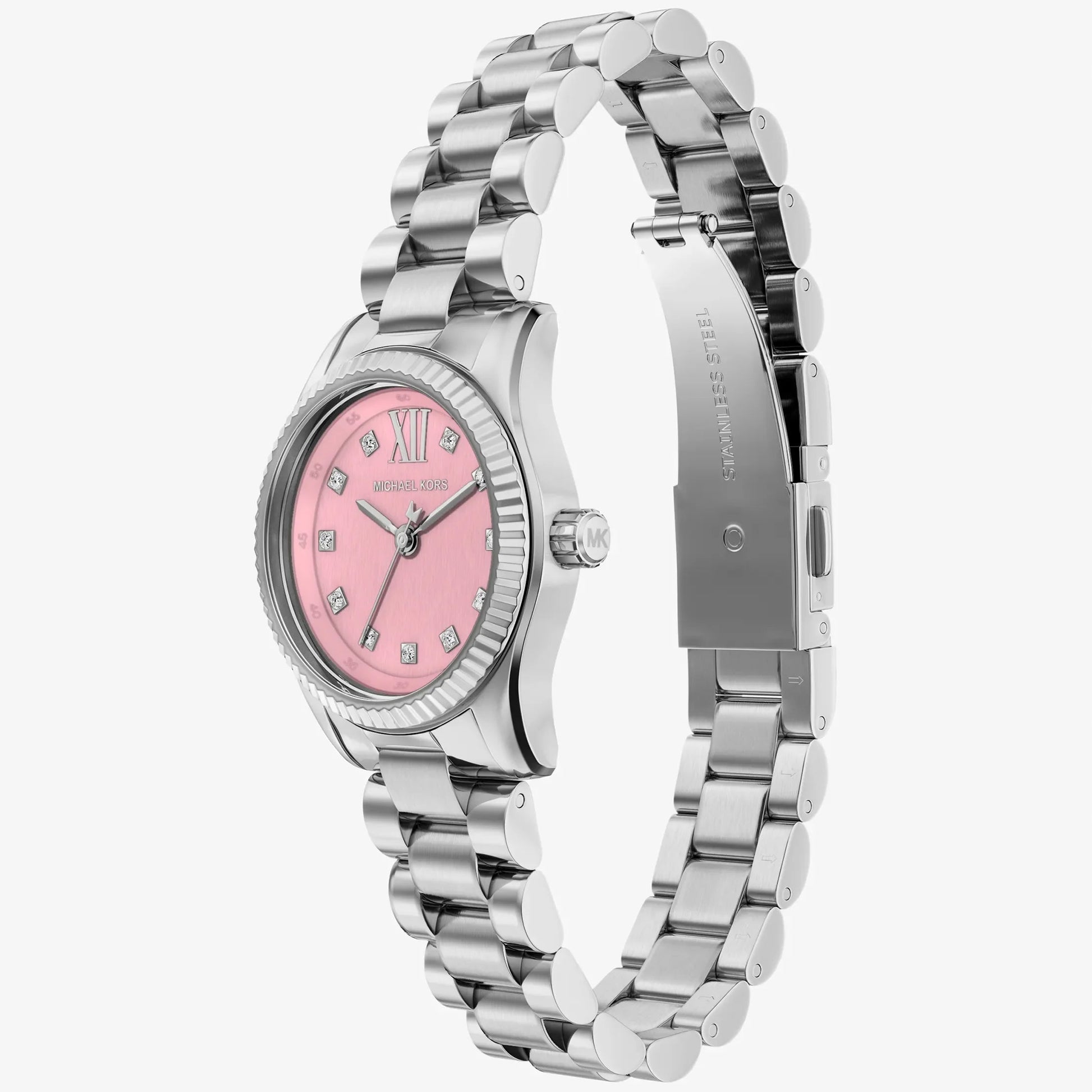 MK LEXINGTON PINK DIAL LADIES STAINLESS STEEL WATCH