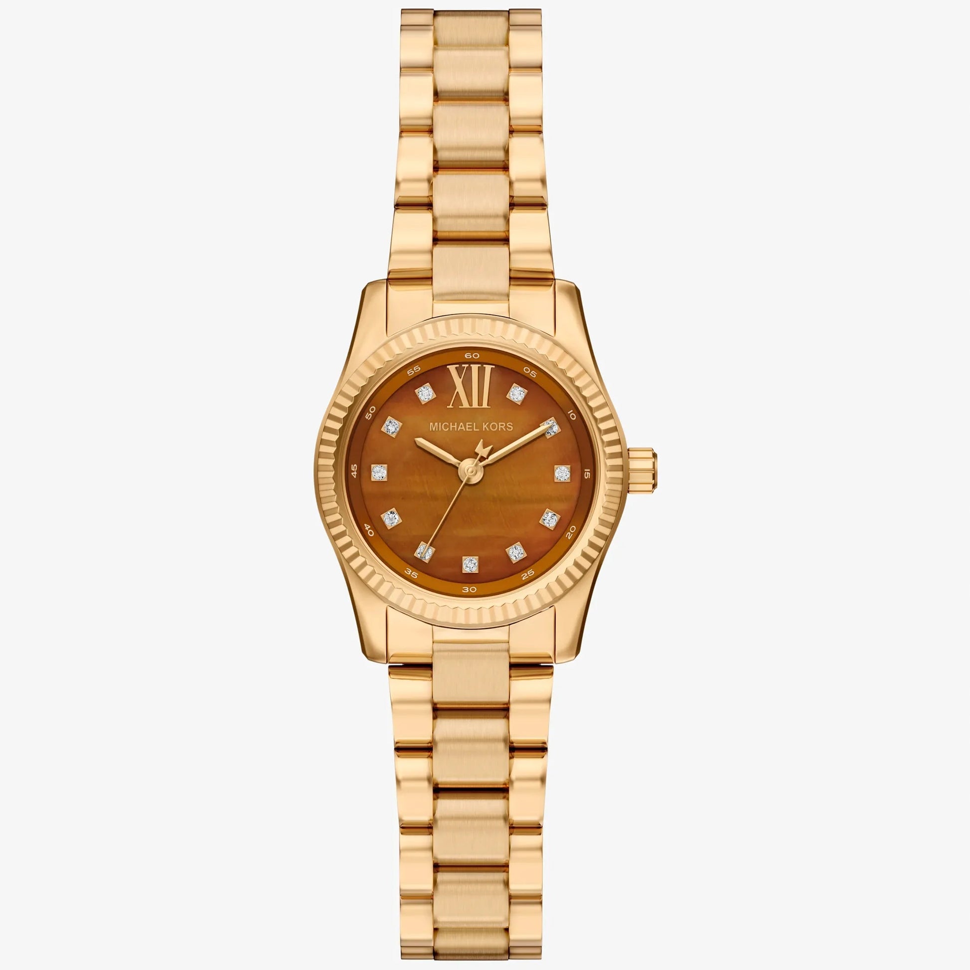 MK LEXINGTON BROWN DIAL LADIES GOLD STAINLESS STEEL WATCH