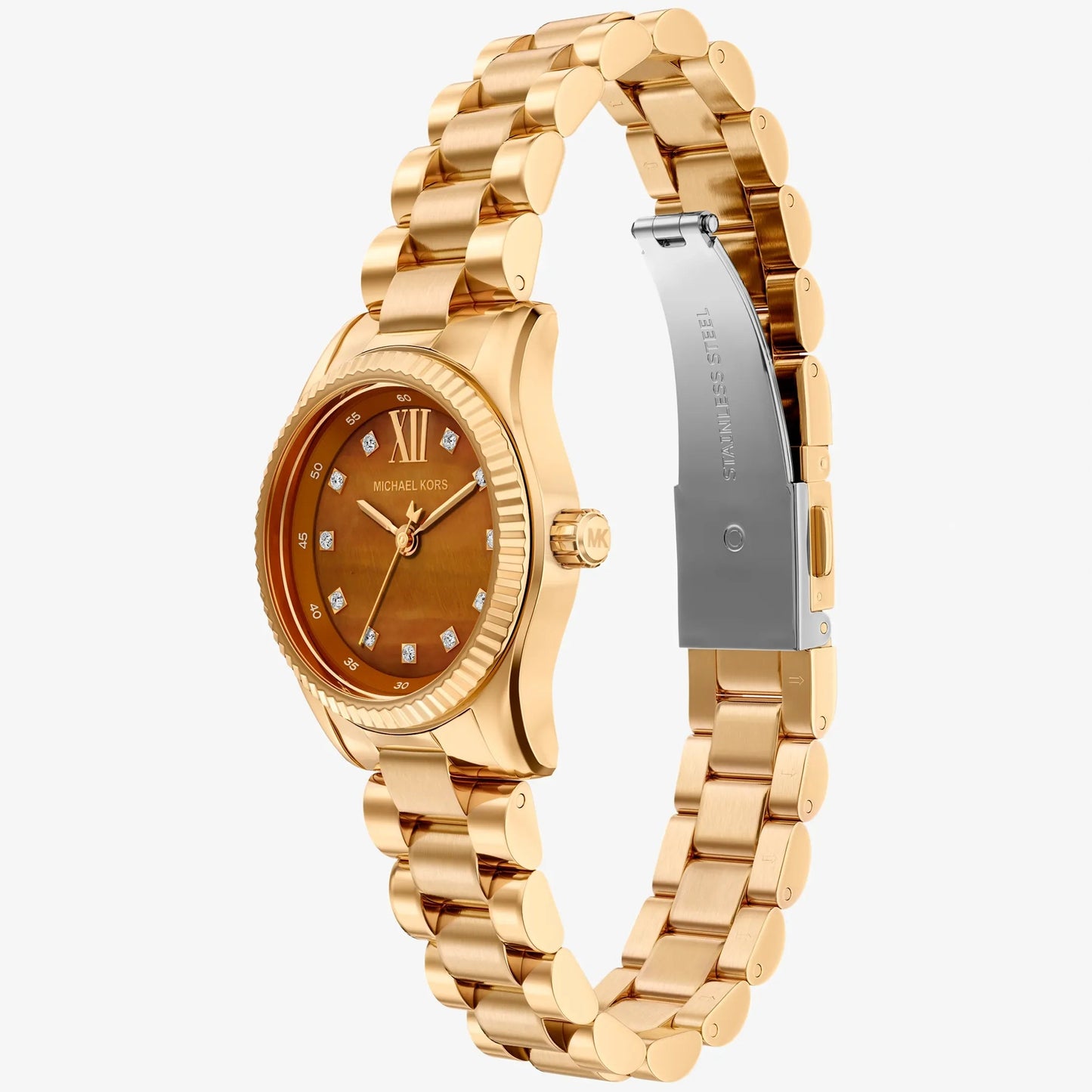 MK LEXINGTON BROWN DIAL LADIES GOLD STAINLESS STEEL WATCH