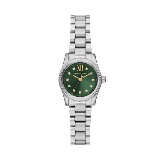 MK LEXINGTON PETITE GREEN DIAL LADIES STAINLESS STEEL WATCH