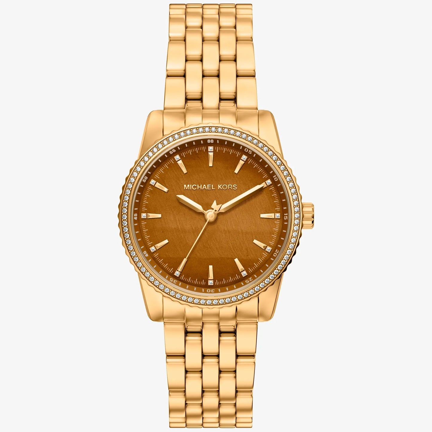 MK BRYANT BROWN DIAL LADIES GOLD STAINLESS STEEL WATCH