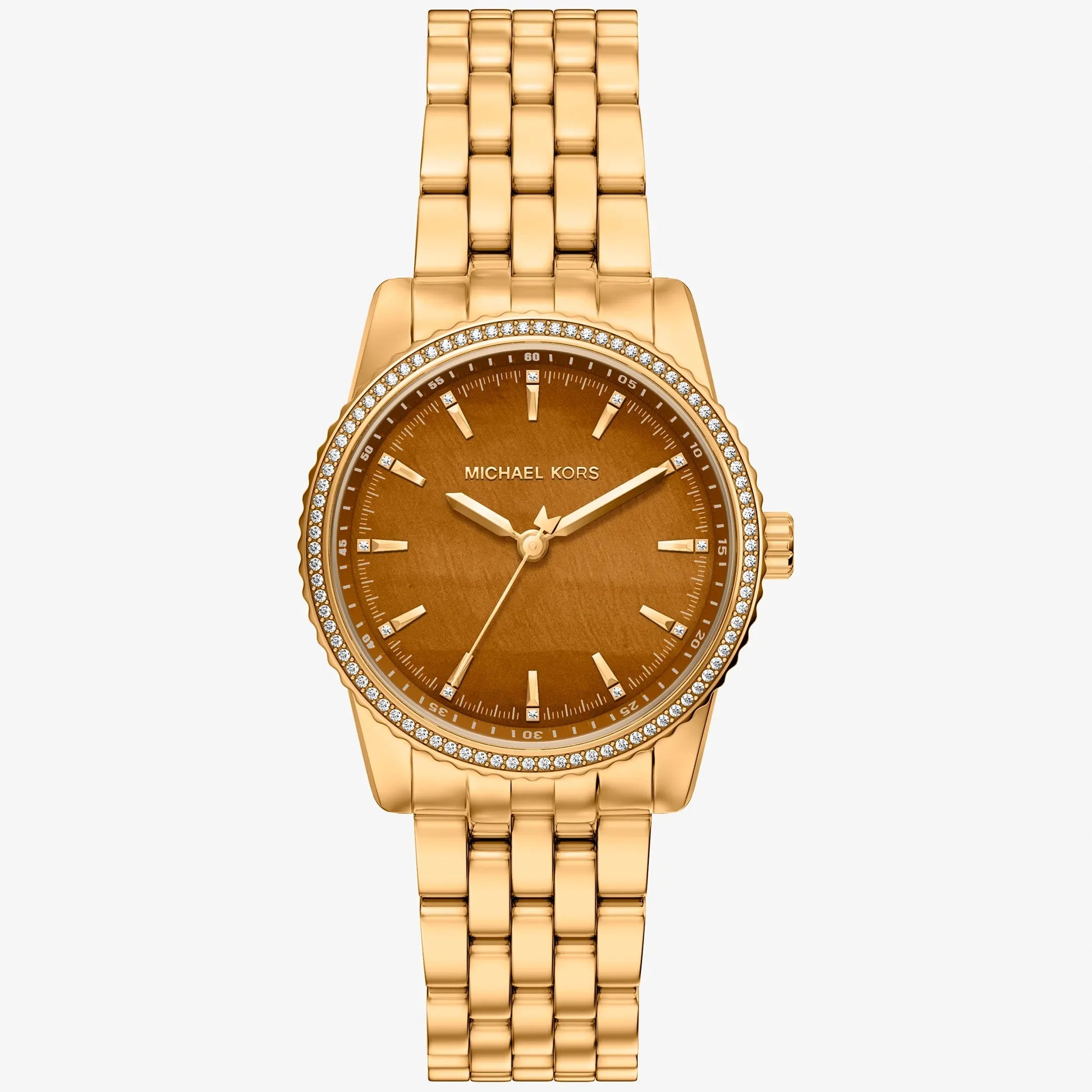 MK BRYANT BROWN DIAL LADIES GOLD STAINLESS STEEL WATCH