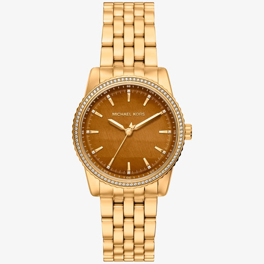 MK BRYANT BROWN DIAL LADIES GOLD STAINLESS STEEL WATCH