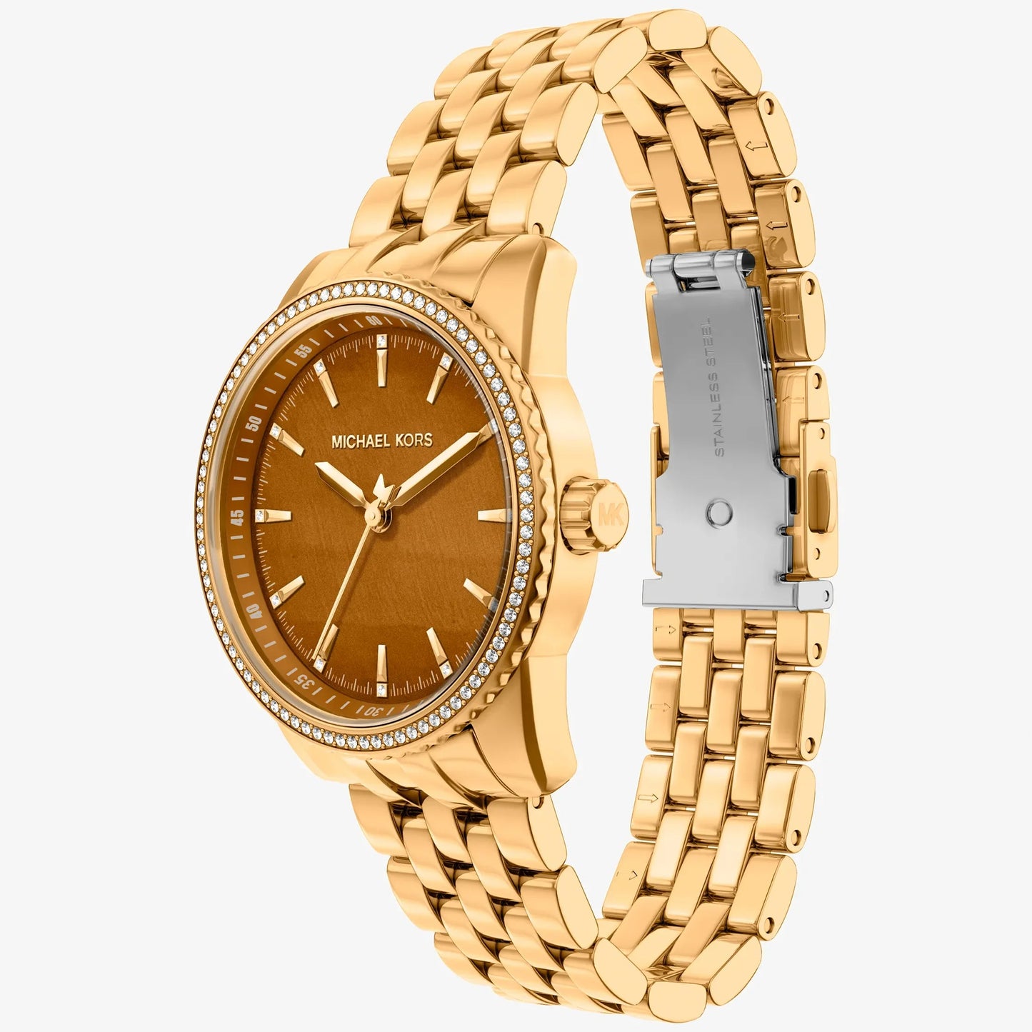 MK BRYANT BROWN DIAL LADIES GOLD STAINLESS STEEL WATCH
