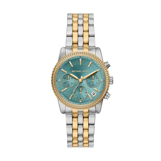 MK BRYANT PAVE TURQ DIAL LADIES TWO-TONED STAINLESS STEEL WATCH