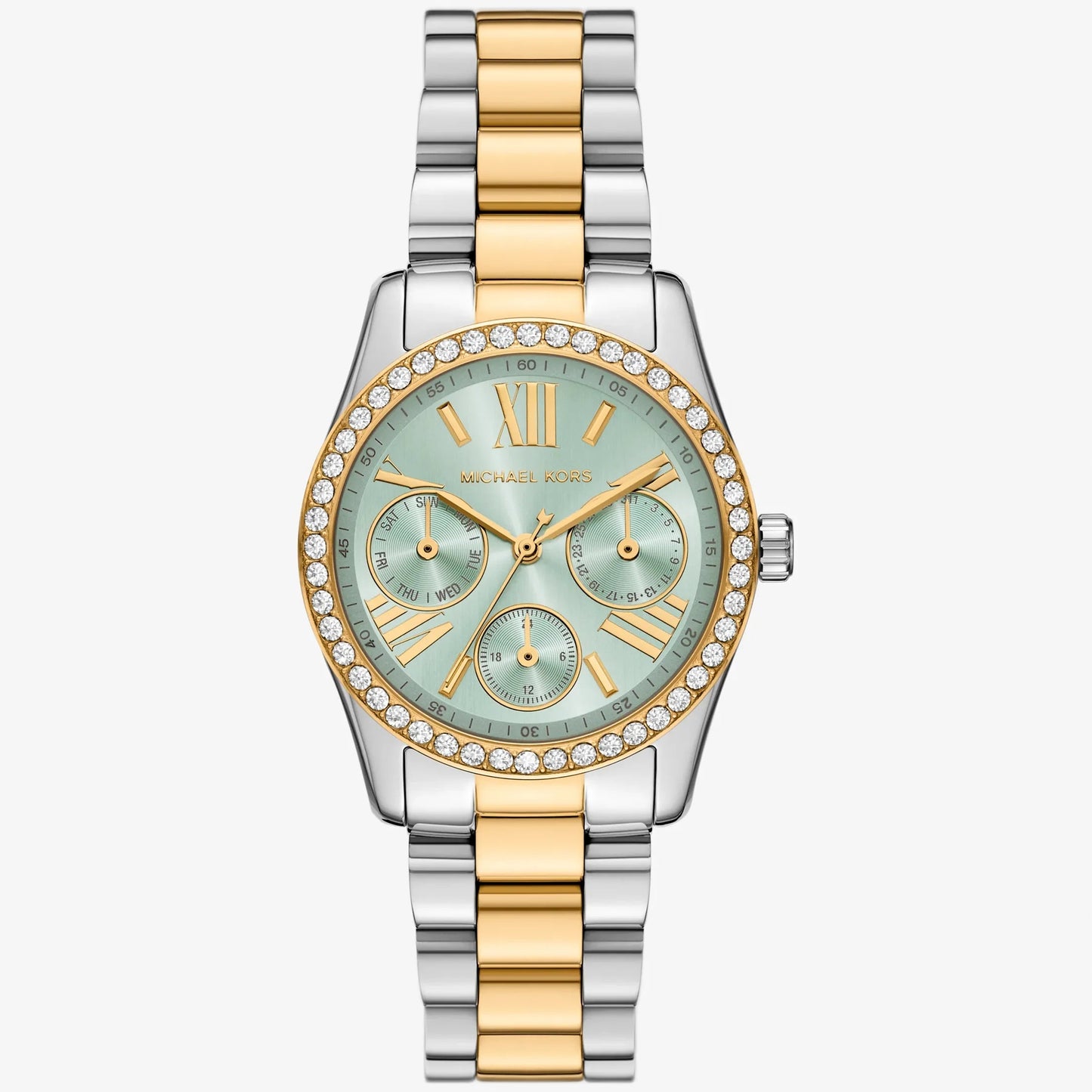 Michael Kors Lexington Pavé Light Green Dial Ladies Two-Tone Watch