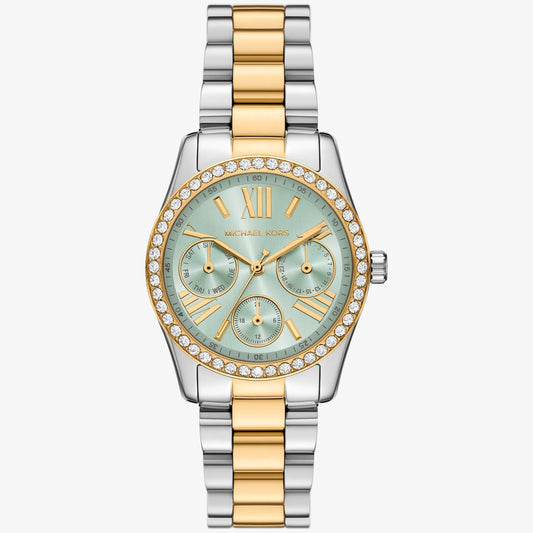 Michael Kors Lexington Pavé Light Green Dial Ladies Two-Tone Watch