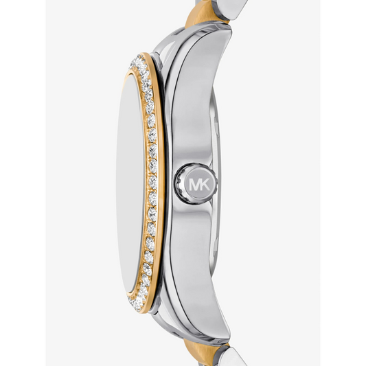 Michael Kors Lexington Pavé Light Green Dial Ladies Two-Tone Watch