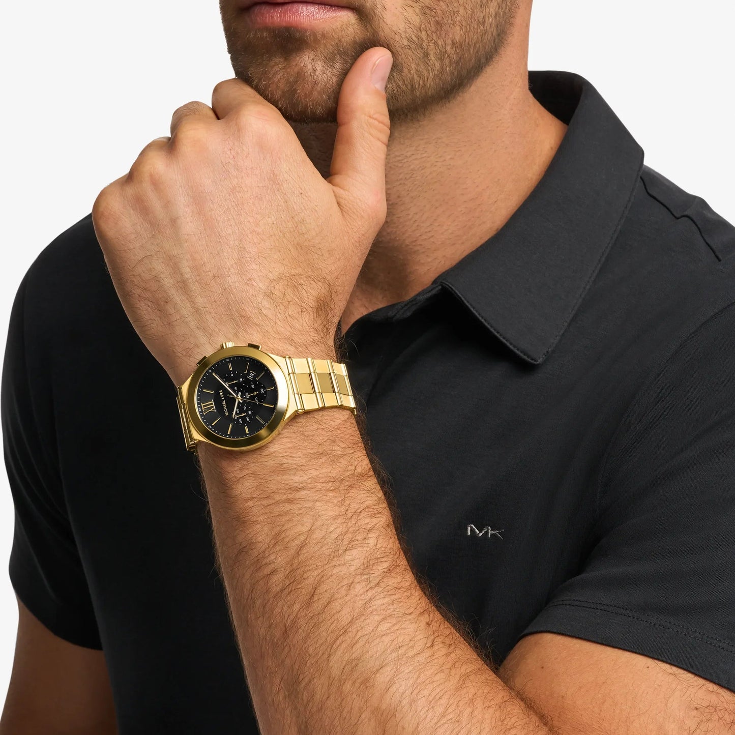 OVERSIZED BILLIE GENTS GOLD STAINLESS STEEL MICHAEL KORS WATCH