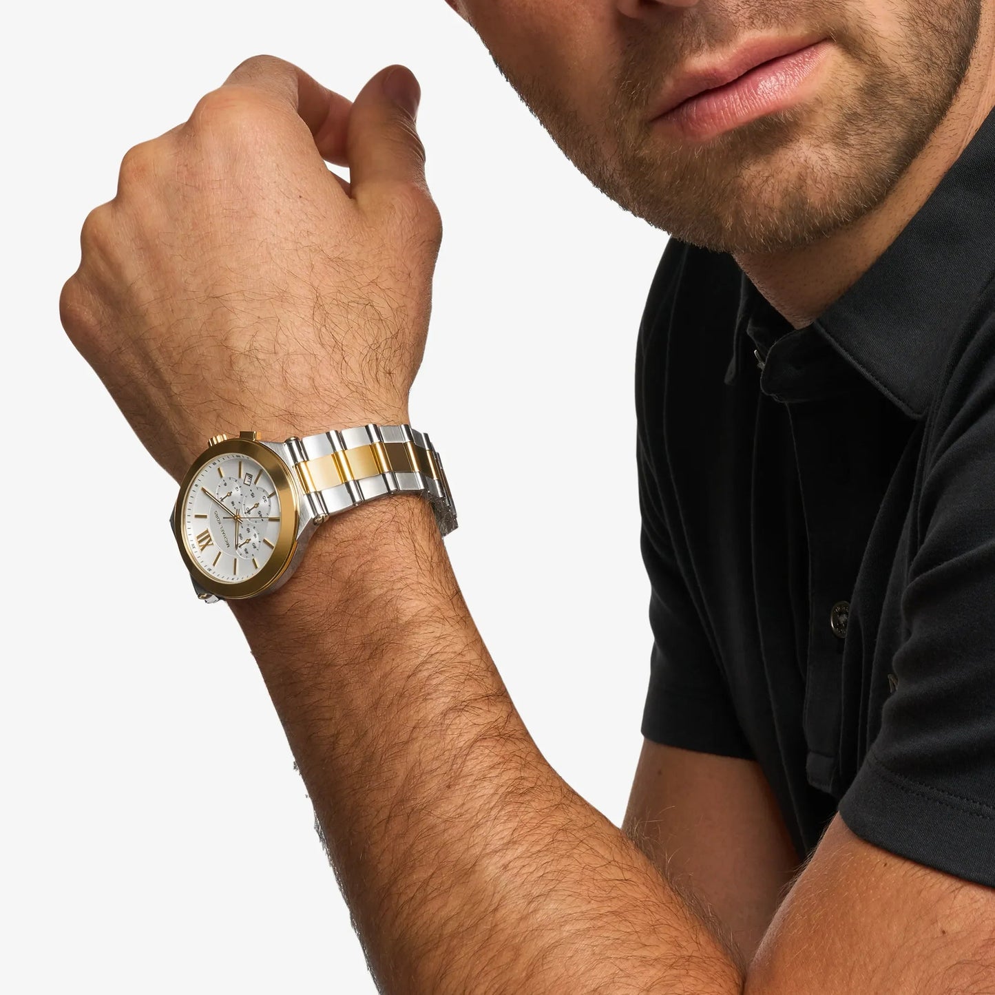 OVERSIZED BILLIE GENTS TWO-TONED STAINESS STEEL MICHAEL KORS WATCH