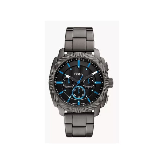 Machine Chronograph, Black & Blue Dial, Smoke Gents Stainless Steel Watch