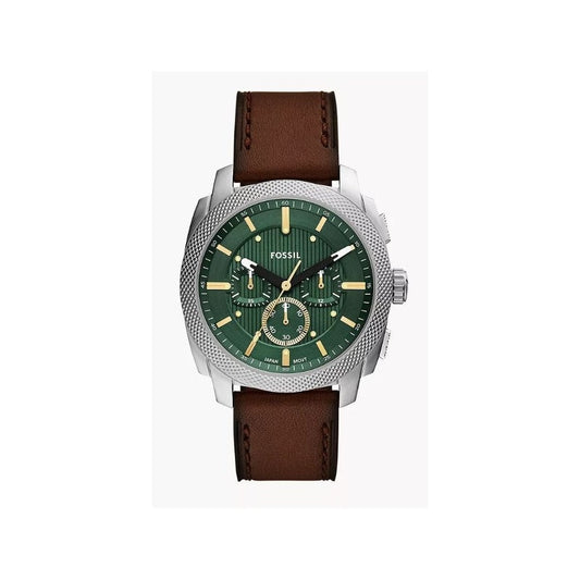 Machine Chronograph, Green Dial, Gents Brown Leather Watch