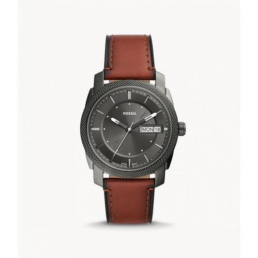 Machine Three-Hand Date Brown LiteHide Leather Watch