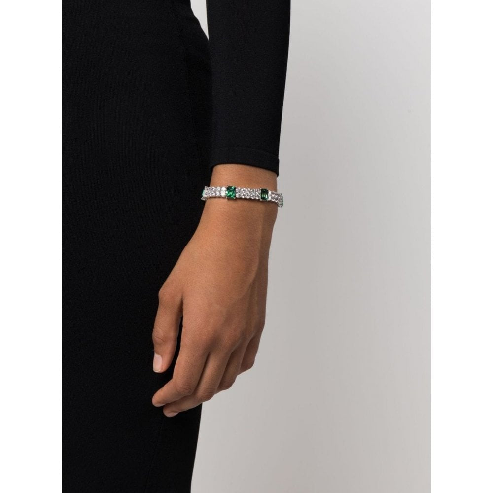 Matrix Tennis bracelet Mixed cuts, Green, Rhodium plated