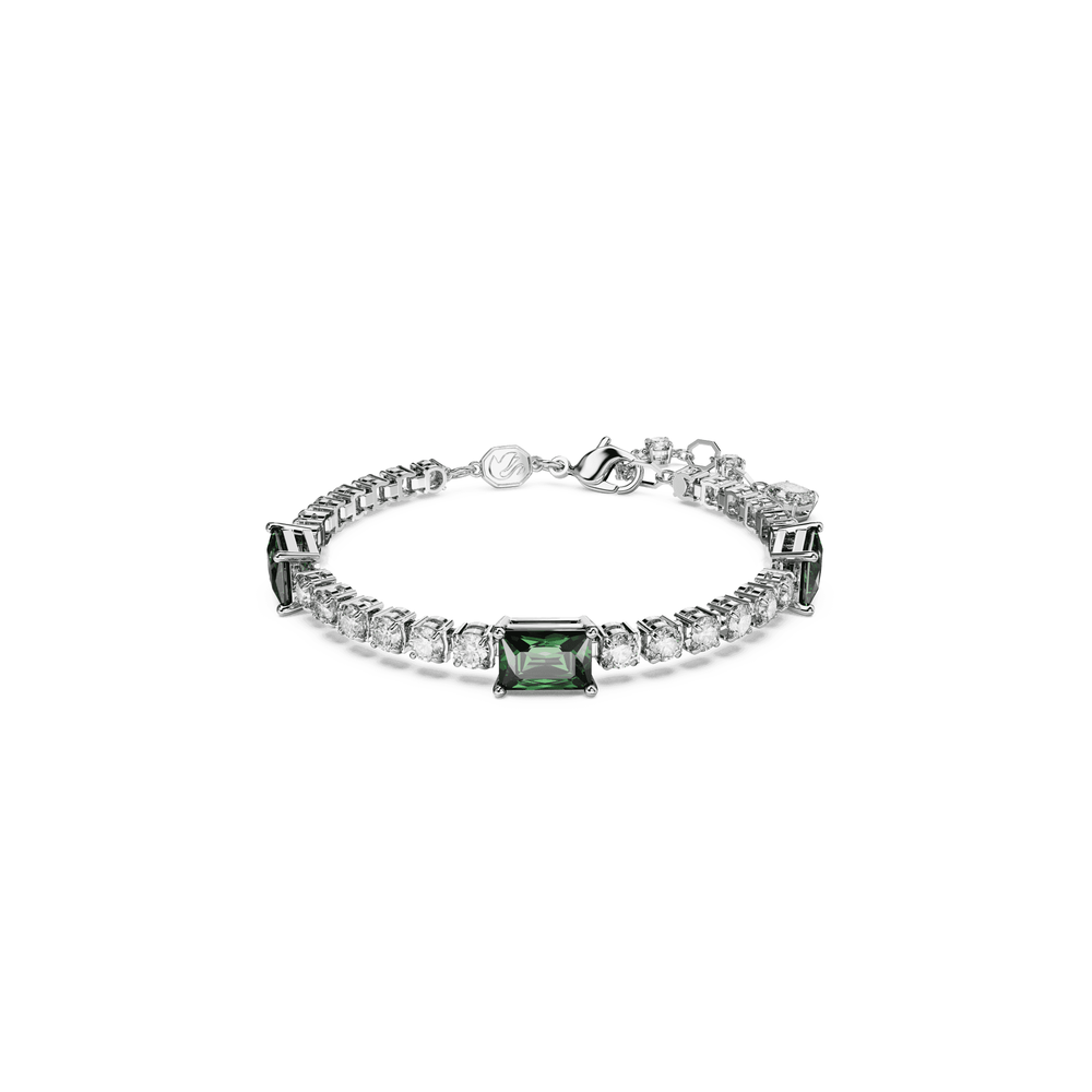 Matrix Tennis bracelet Mixed cuts, Green, Rhodium plated